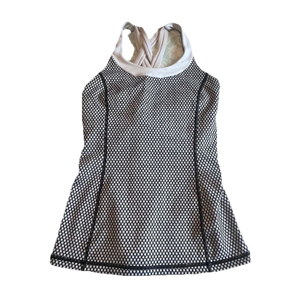 Lululemon Women's Size 6 Thick Strappy Open Back Geometric Padded Bra Tank Top - Picture 1 of 11